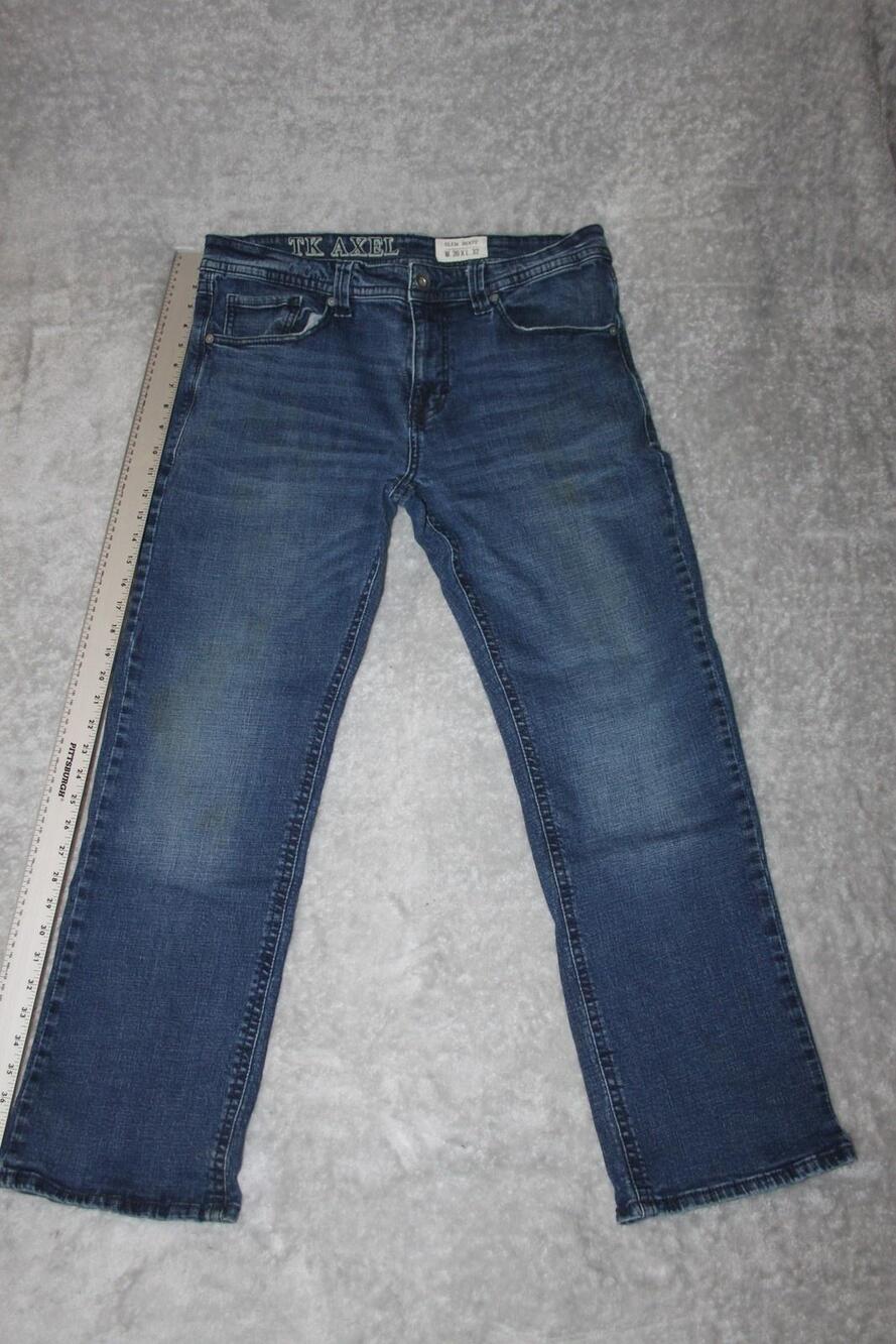 TK Axel Jeans Mens 36x32 Blue Slim Bootcut Medium Wash Denim Pockets Logo